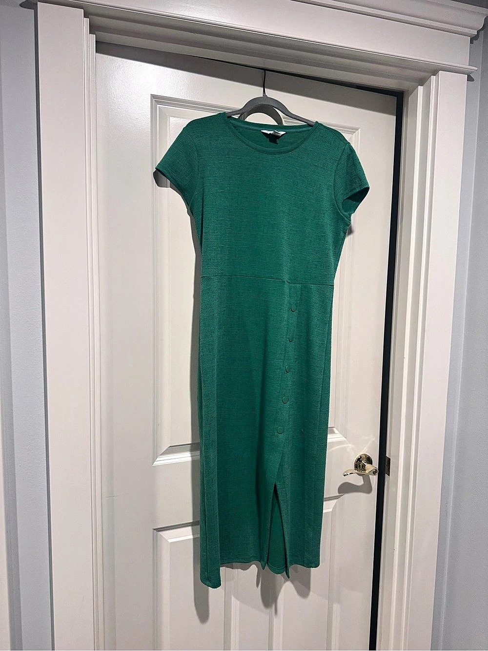 Boden Button Detail Mix Dress Green Midi Dress